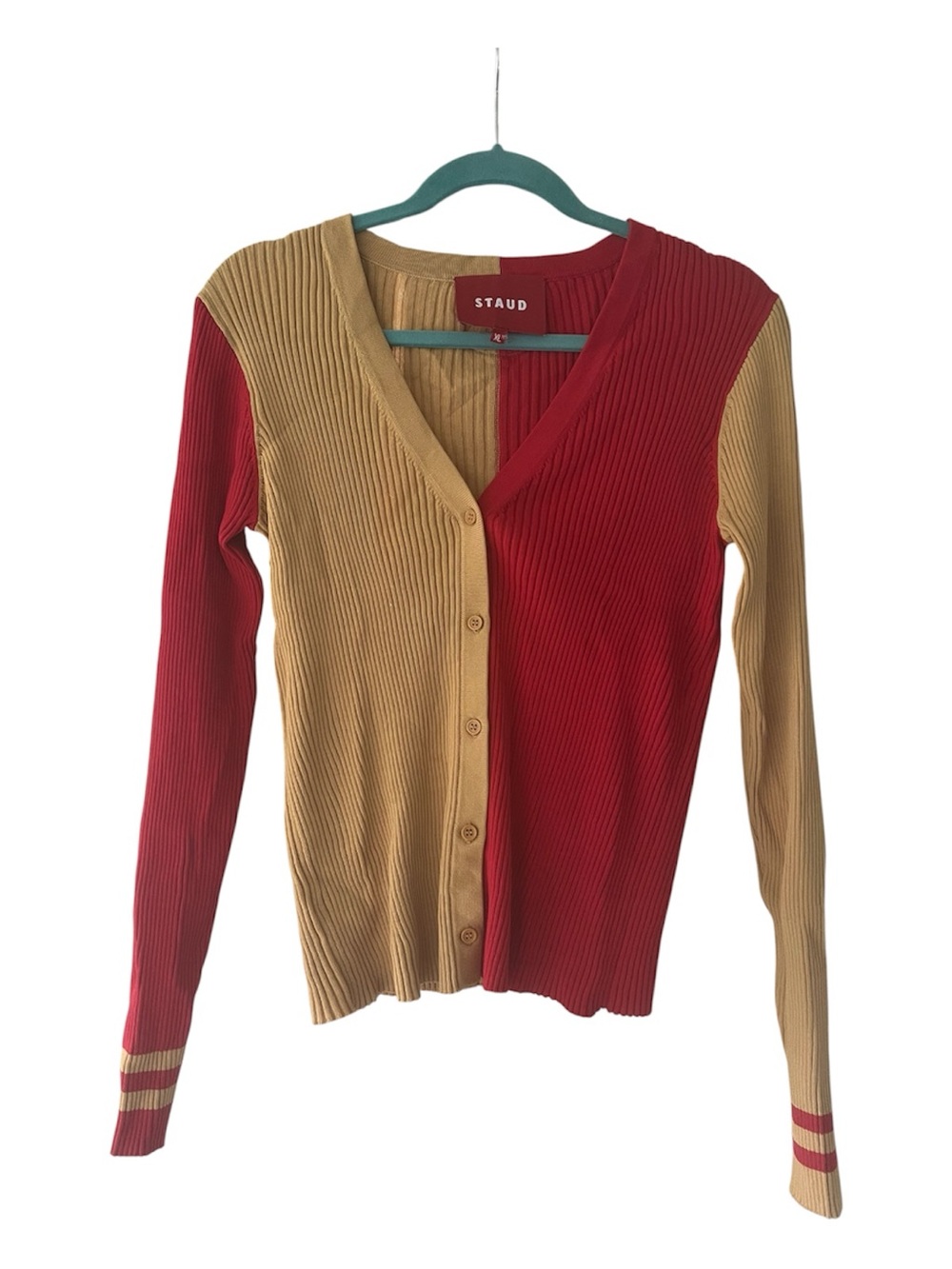 STaud x San Francisco 49ers Colorblock Ribbed Cardigan Size XL